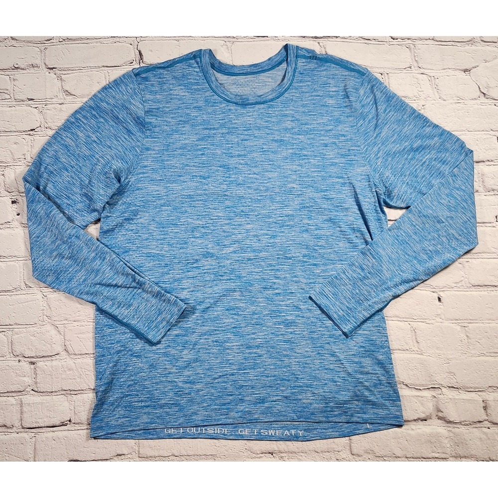 Lululemon Metal Vent Tech Long Sleeve Shirt Blue Get Outside Get Sweaty Mens L
